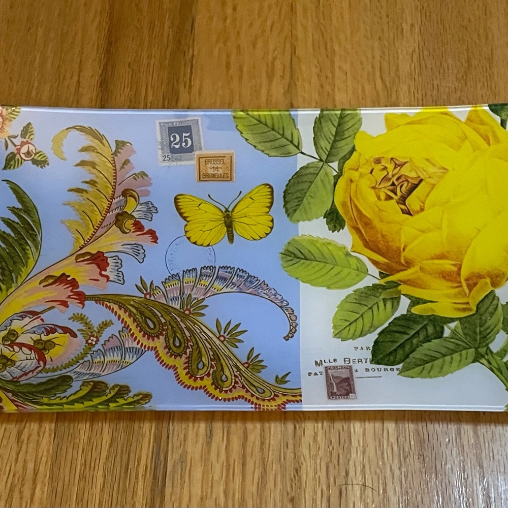EUC Fringe Studio Floral Glass Trinket Tray